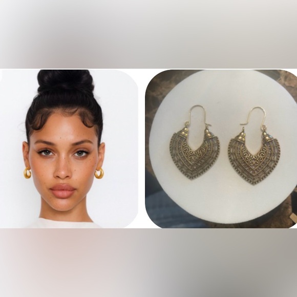 Elegant Gold Dangle Earrings - Picture 8 of 10